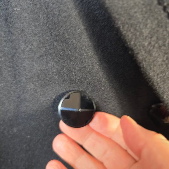 Vintage JOFELD Coat Women's 14 Black Wool Velvet Embellished Collar Long 80s 90s - Picture 6 of 14